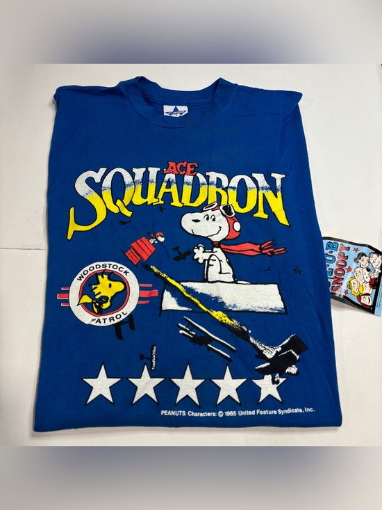 Peanuts Other - Vintage t shirt snoopy peanuts flying Ace Squadron Blue USA Large XL